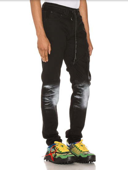 Elevated Black Cotton Cargo Trousers with Metal Details