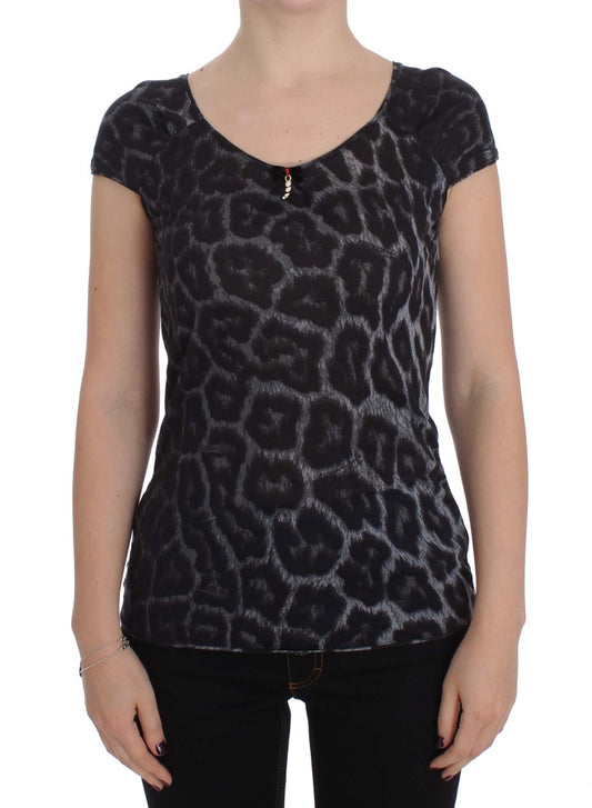 Blusa tipo camiseta modal de leopardo gris