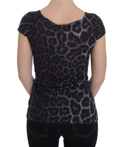 Blusa tipo camiseta modal de leopardo gris