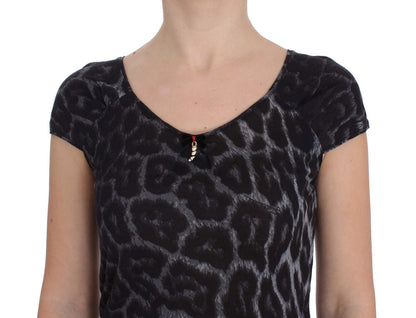 Blusa tipo camiseta modal de leopardo gris