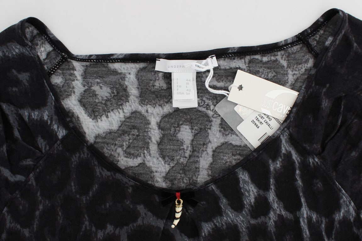 Blusa tipo camiseta modal de leopardo gris