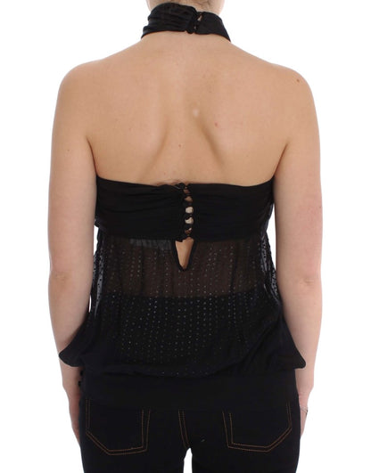 Blusa cruzada con cuello negro