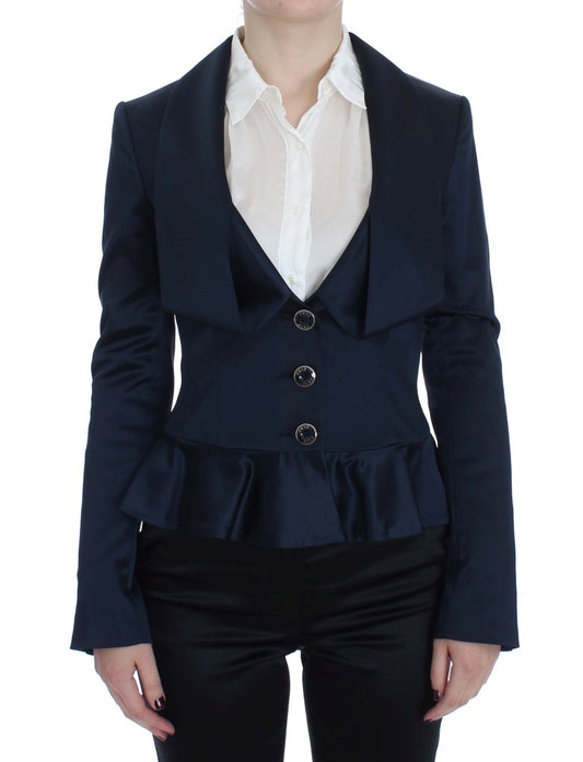 Chaqueta blazer cruzada de tres botones azul