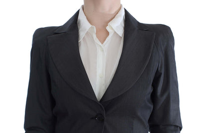 Chic Gray Cotton Blend Pantsuit Ensemble