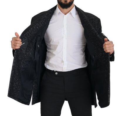 Sleek Patterned Wool Double Breasted Jacket