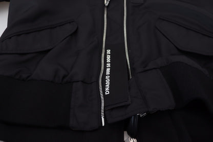 Elegant Nylon Bomber Jacket with Hood