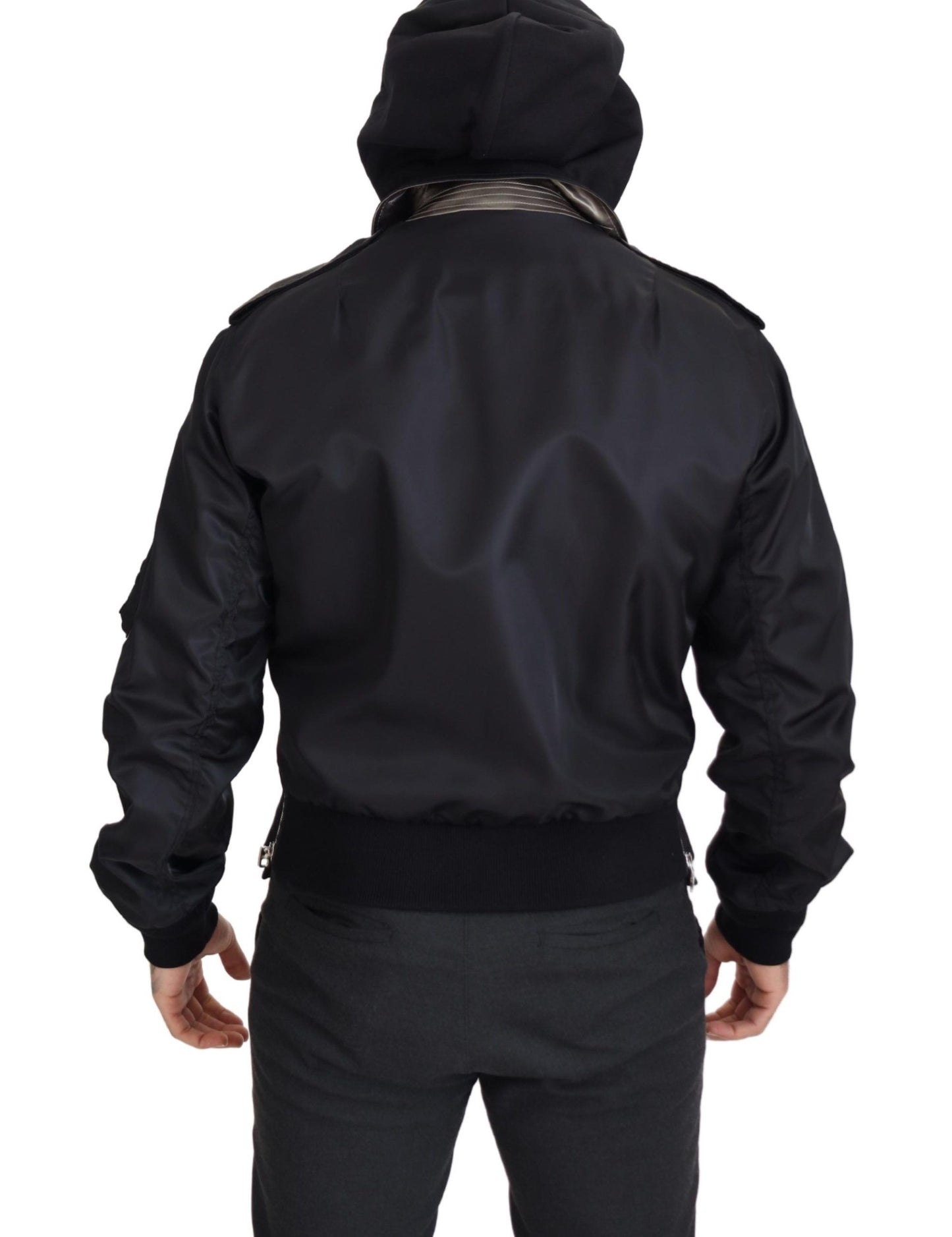 Elegant Nylon Bomber Jacket with Hood