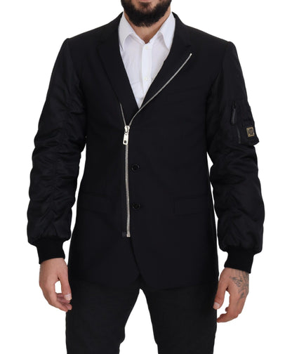 Elegant Black Virgin Wool Jacket