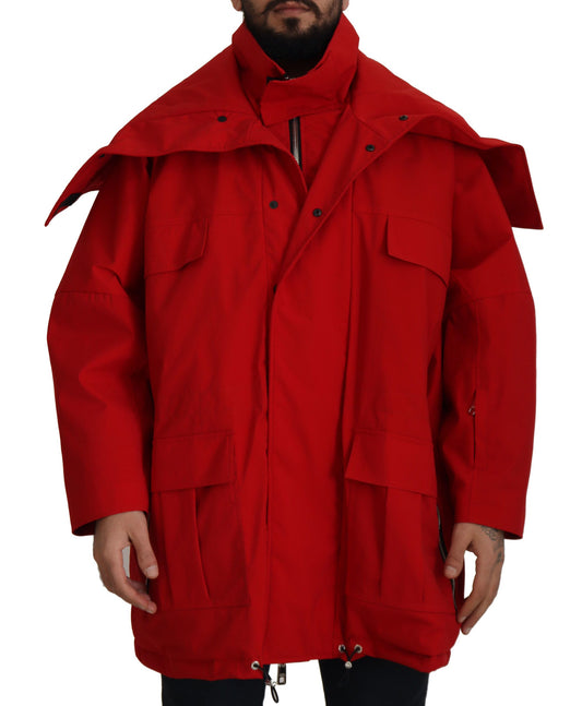 Sleek Red Lightweight Windbreaker Jacket