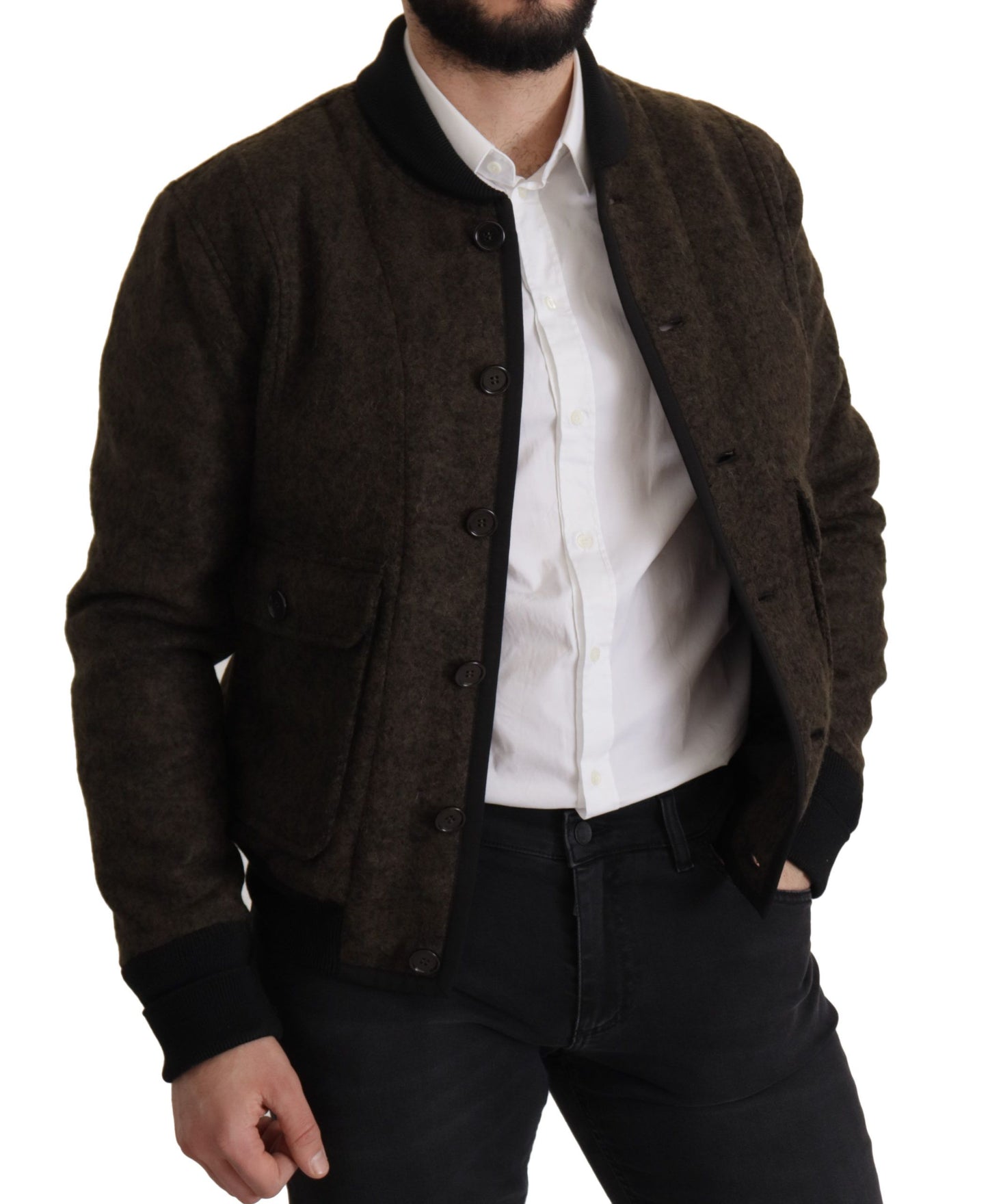 Elegant Alpaca Blend Bomber Jacket