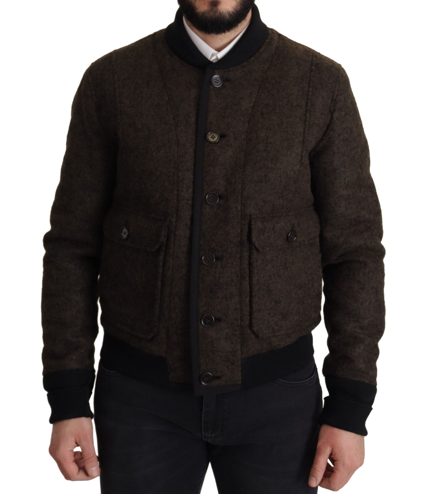 Elegant Alpaca Blend Bomber Jacket