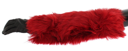 Elegant Red Leather Elbow Long Gloves