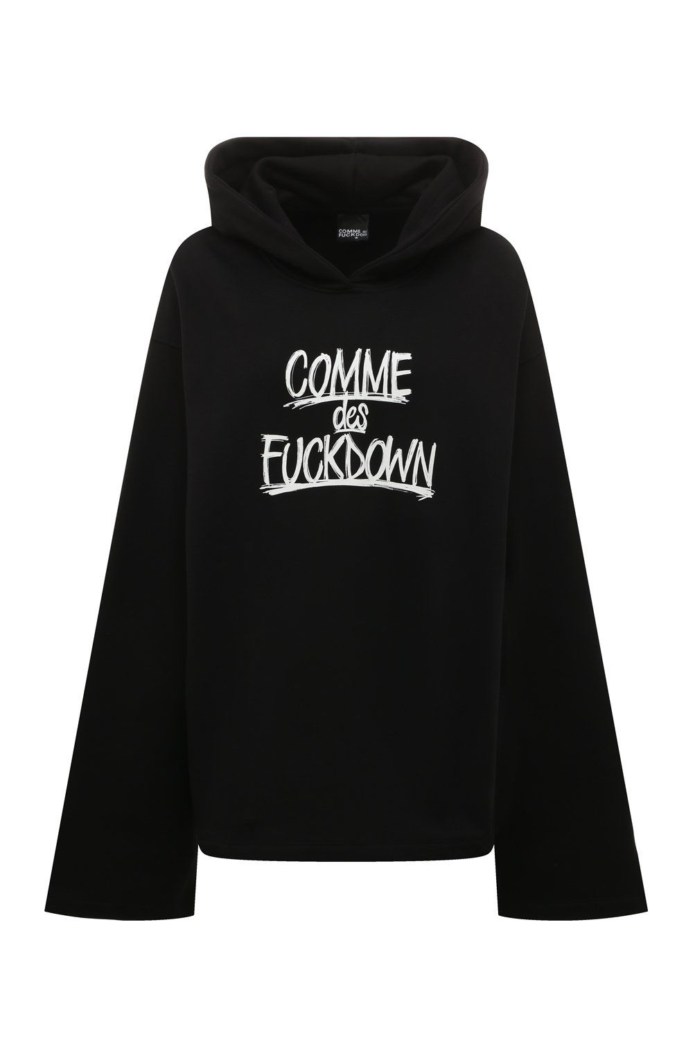 Black Cotton Hooded Sweatshirt with Bold Prints