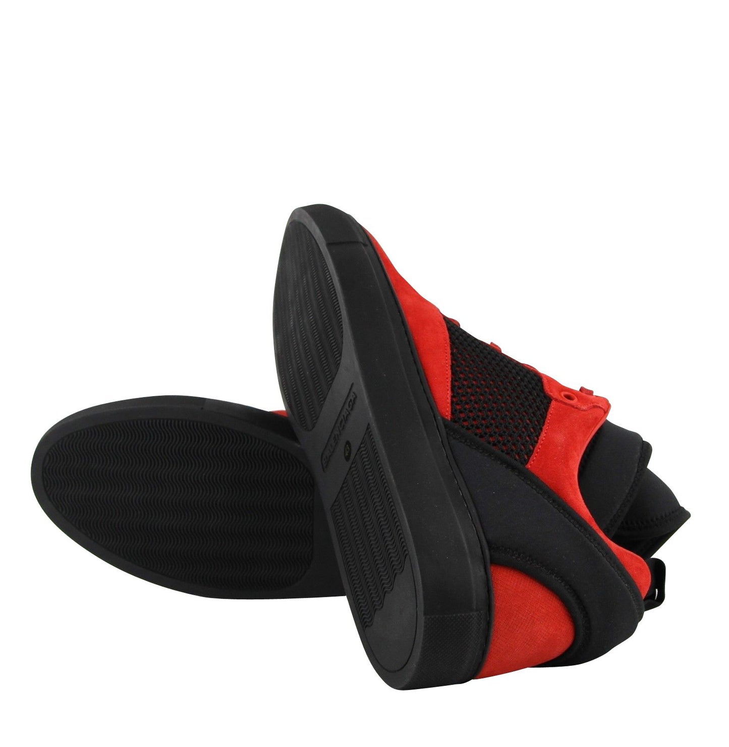 Balenciaga Men High Top Black Red Suede Leather Sneakers