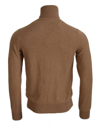 Pull à col roulé en cachemire beige