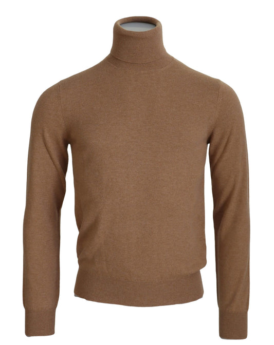 Pull à col roulé en cachemire beige