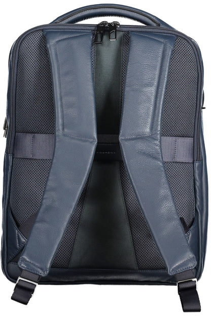 Blue Leather Men Backpack