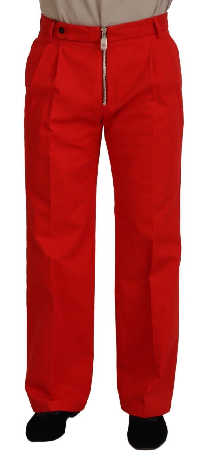 Pantalon homme coupe droite rouge en coton