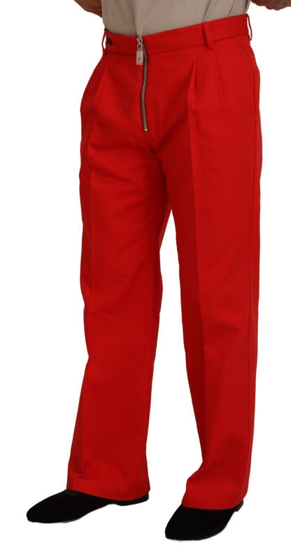 Pantalon homme coupe droite rouge en coton