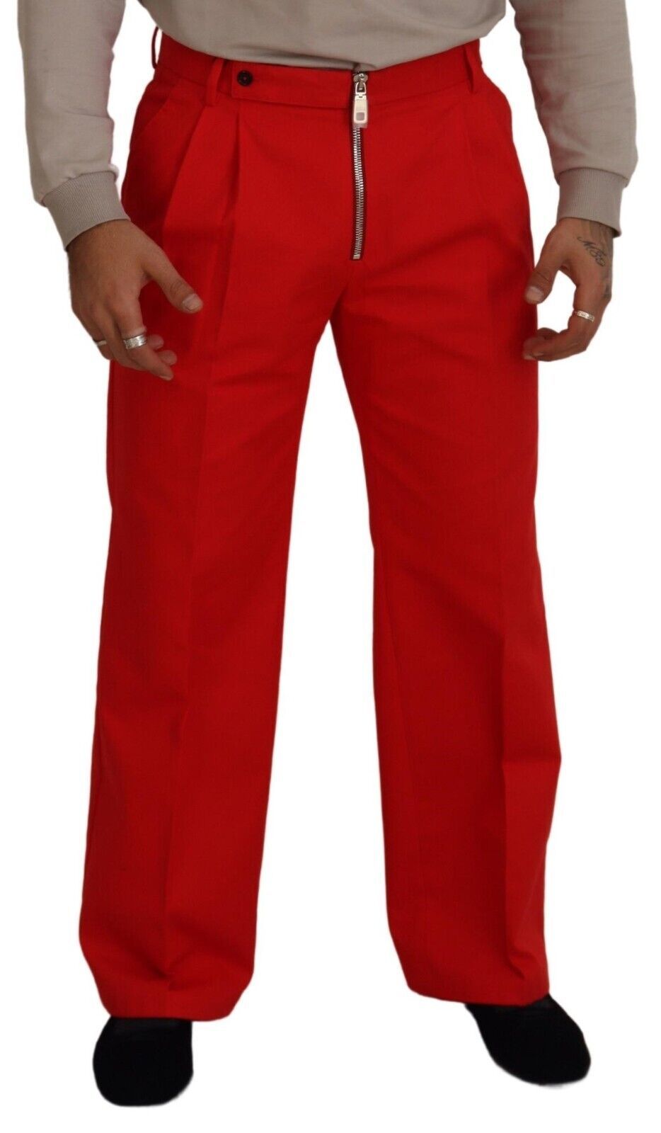 Pantalon homme coupe droite rouge en coton