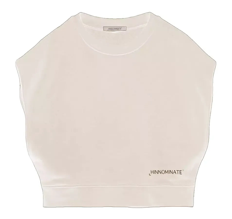 Beige Sleeveless Logo Sweatshirt