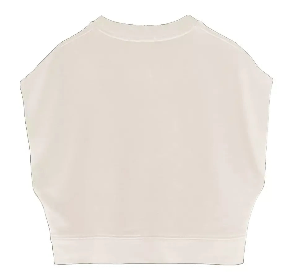 Beige Sleeveless Logo Sweatshirt