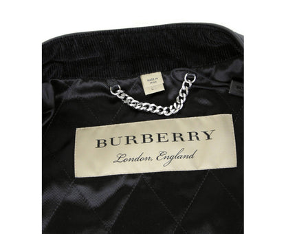 BurberryChaqueta biker acolchada con rombos de cuero negro de hombre