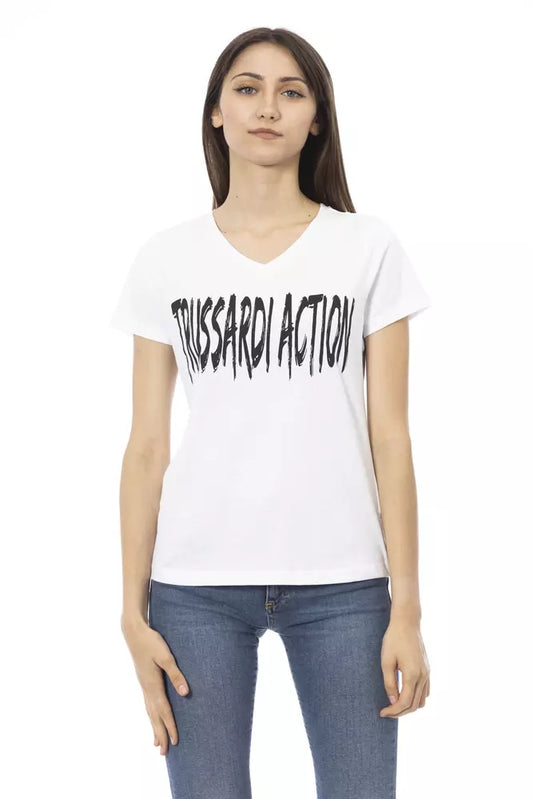 White Cotton Women T-Shirt