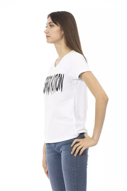 White Cotton Women T-Shirt