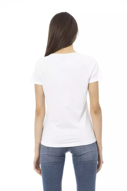 White Cotton Women T-Shirt