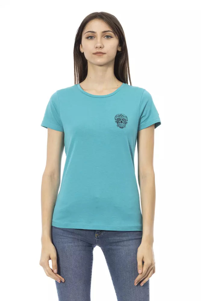 "Light Blue Cotton Women Top"