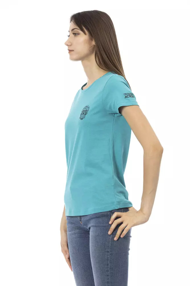 "Light Blue Cotton Women Top"