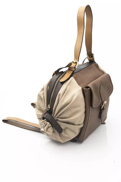 Beige Calf Leather Women Backpack