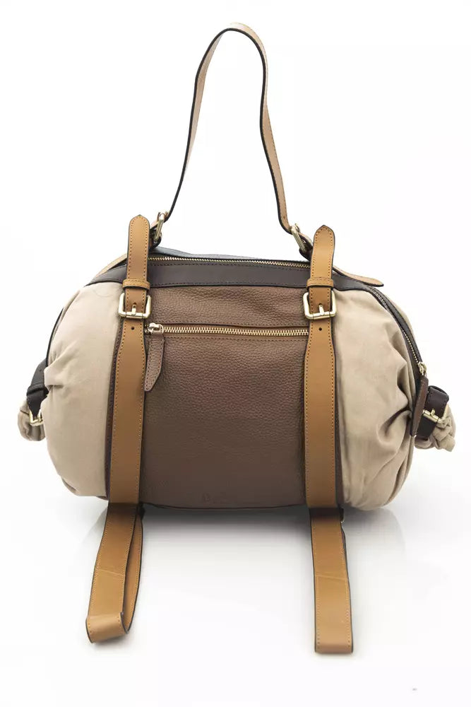 Beige Calf Leather Women Backpack