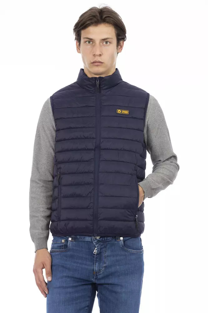 Blue Polyester Men Jacket