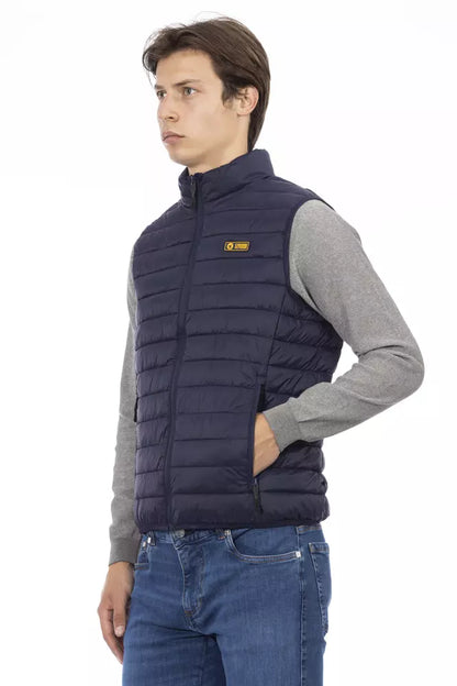 Blue Polyester Men Jacket