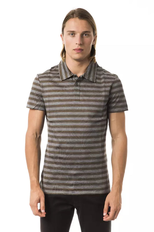 Gray Cotton Men Polo Shirt