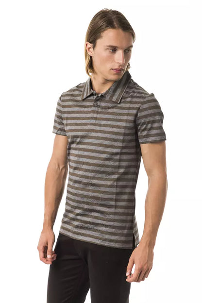 Gray Cotton Men Polo Shirt