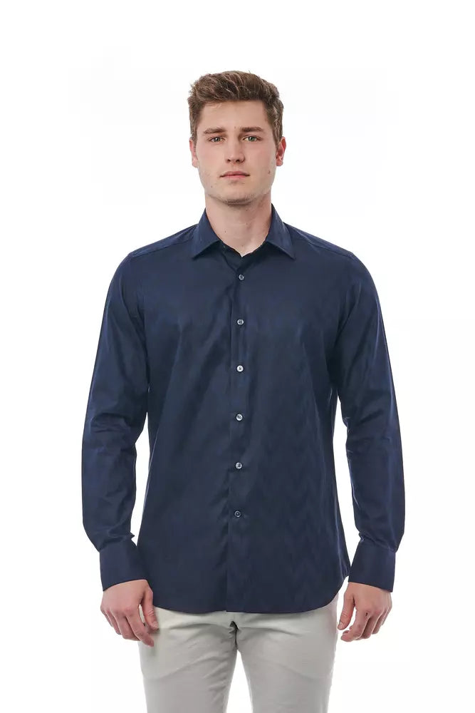 Blue Cotton Men Shirt