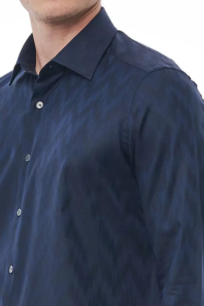 Blue Cotton Men Shirt