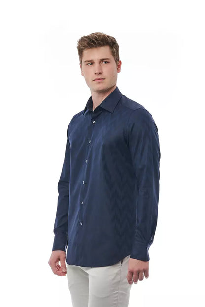 Blue Cotton Men Shirt