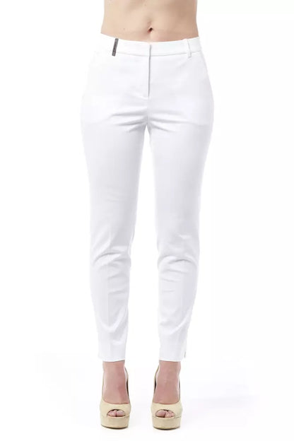 White Cotton Women's High-Waist Trouser