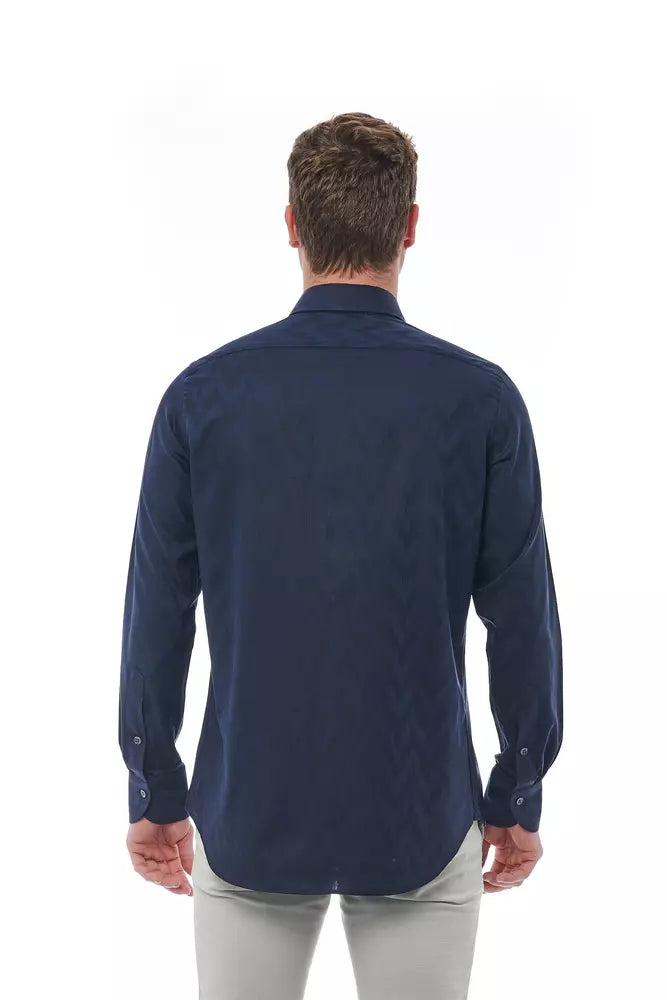 Blue Cotton Men Shirt