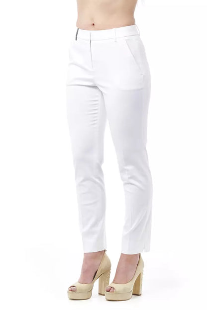 White Cotton Women's High-Waist Trouser