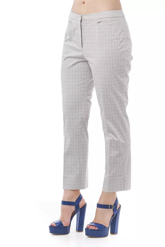 White Cotton Women Trouser