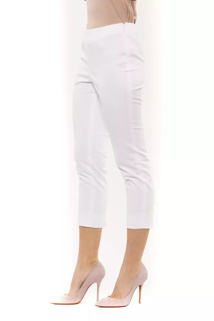 White Cotton Women Ankle Pant