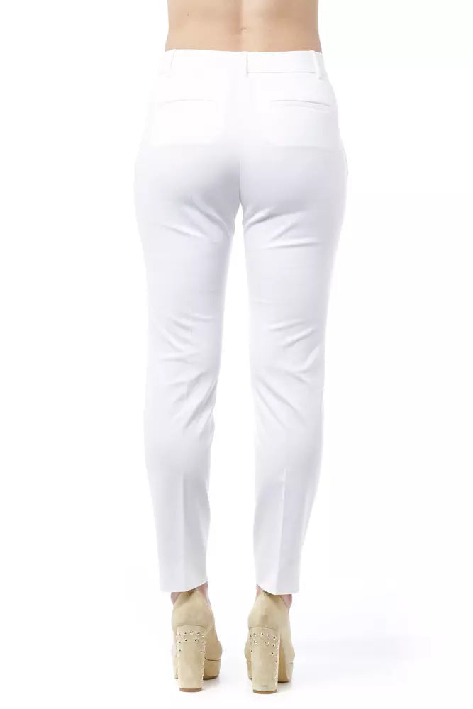 White Cotton Women's High-Waist Trouser