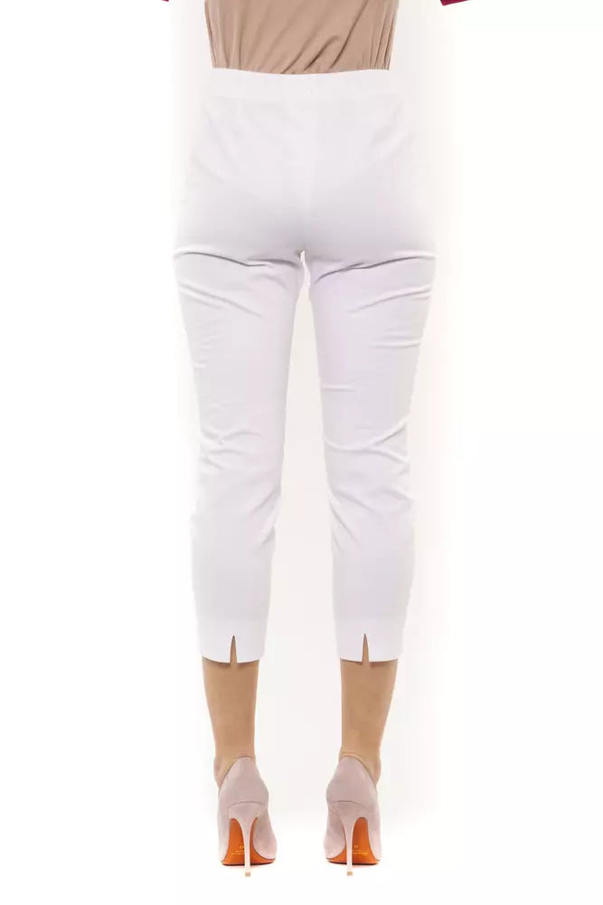 White Cotton Women Ankle Pant