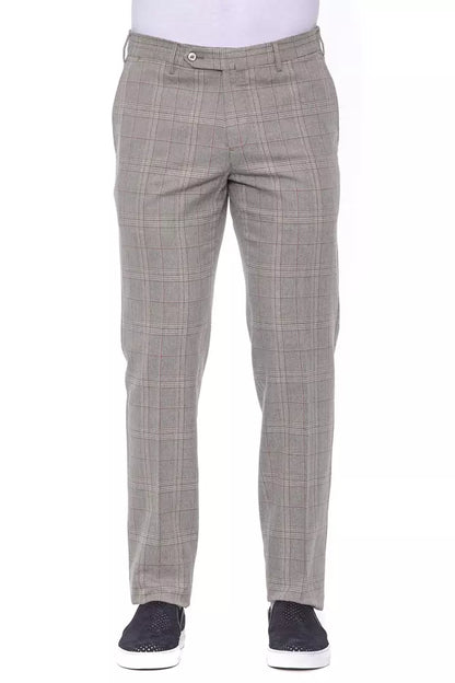 Beige Cotton Men Trouser