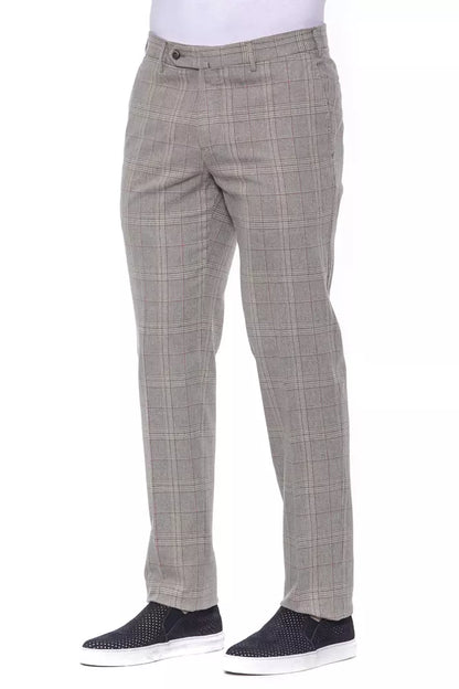 Beige Cotton Men Trouser